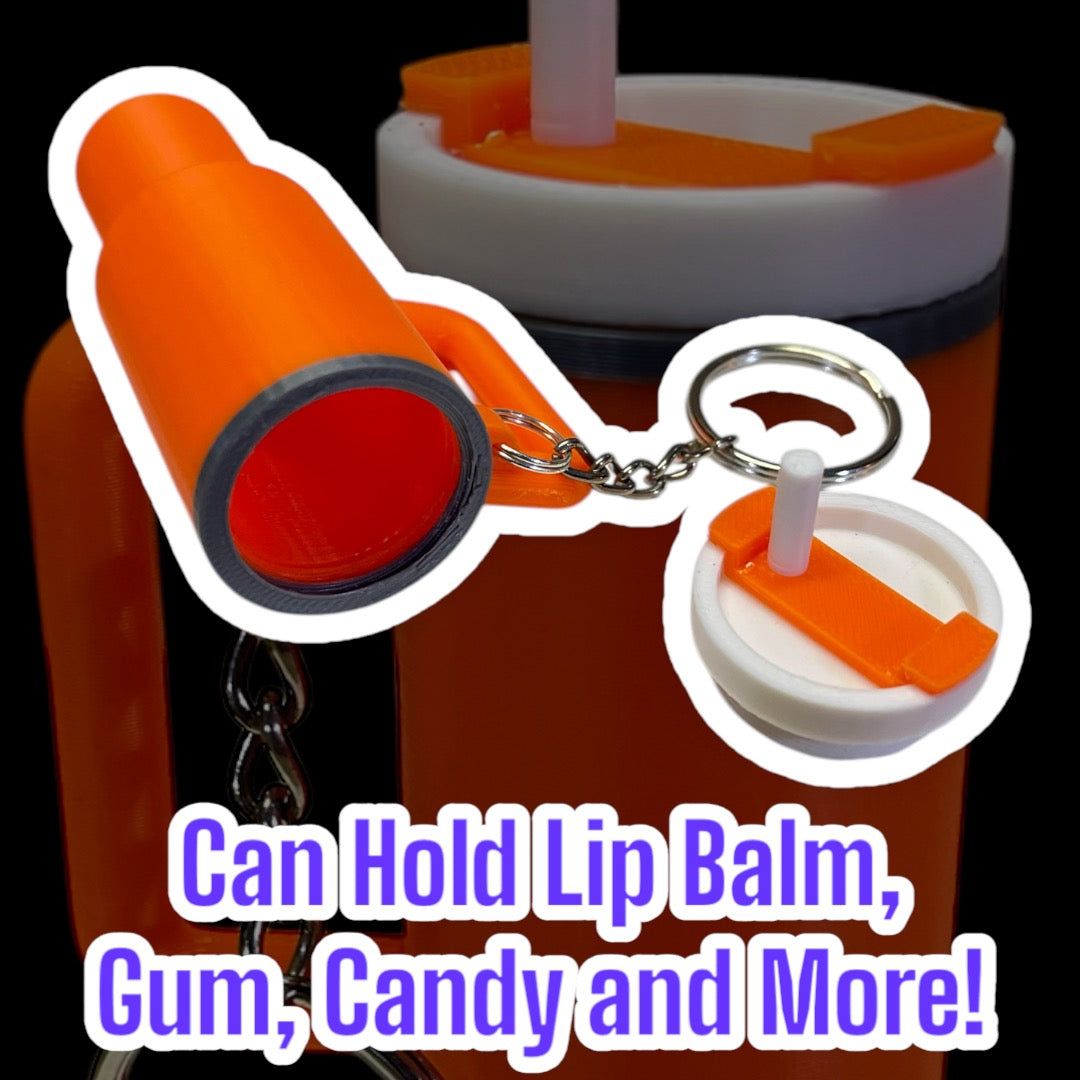 Stanley Inspired Tumbler Keychain (Holds ChapStick, candy, etc...)