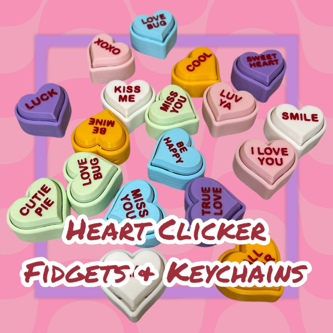 Conversation Heart Clicker Fidgets & Keychains Sensory