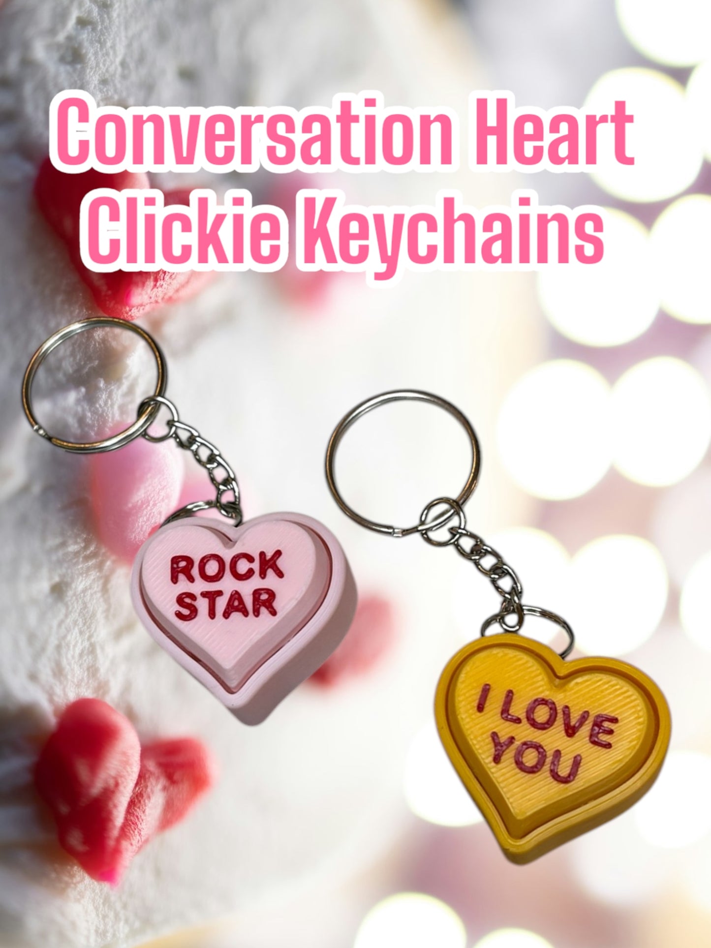 Conversation Heart Clicker Fidgets & Keychains Sensory